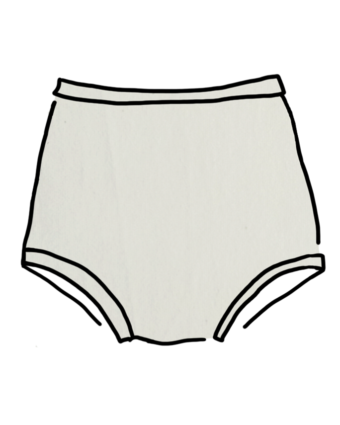 Drawing of Thunderpants Organic Cotton Sky Rise style underwear in Plain Vanilla color.