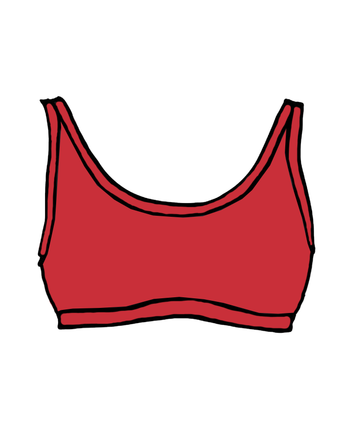 Drawing of Classic Red Swimwear top.