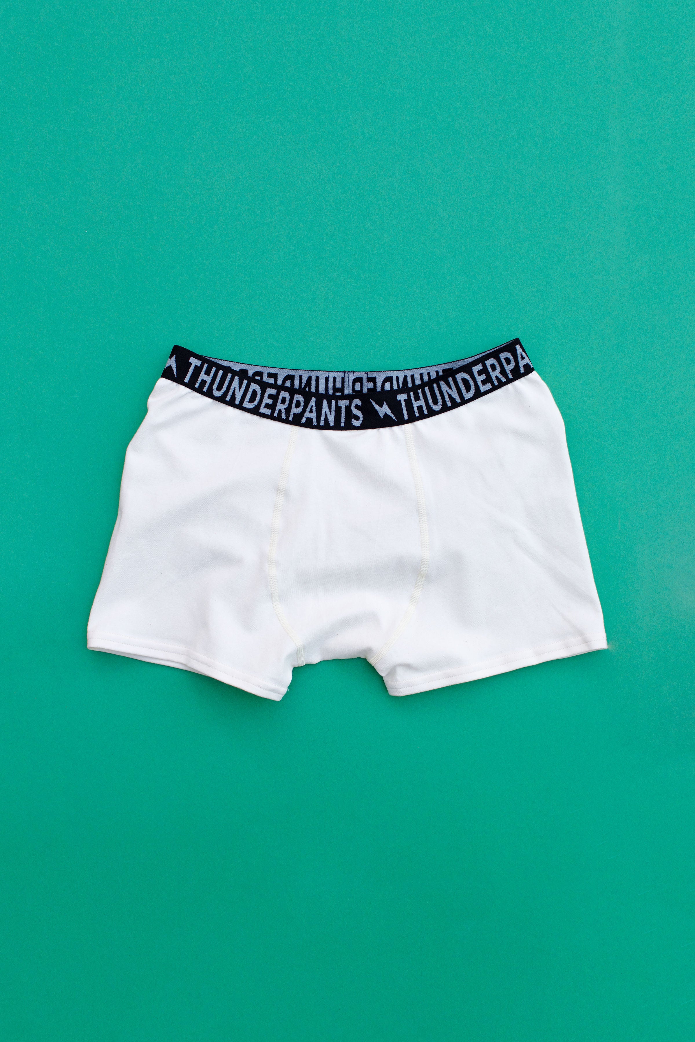 Flat lay of Thunderpants Boxer Brief style underwear in Plain Vanilla.