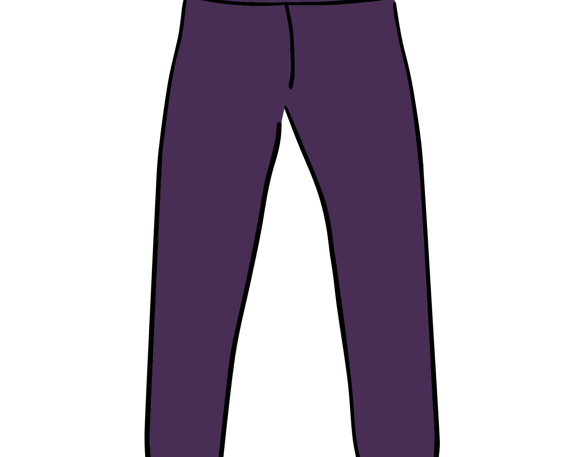 Drawing of Thunderpants Ankle Length Leggings in Amethyst color. 