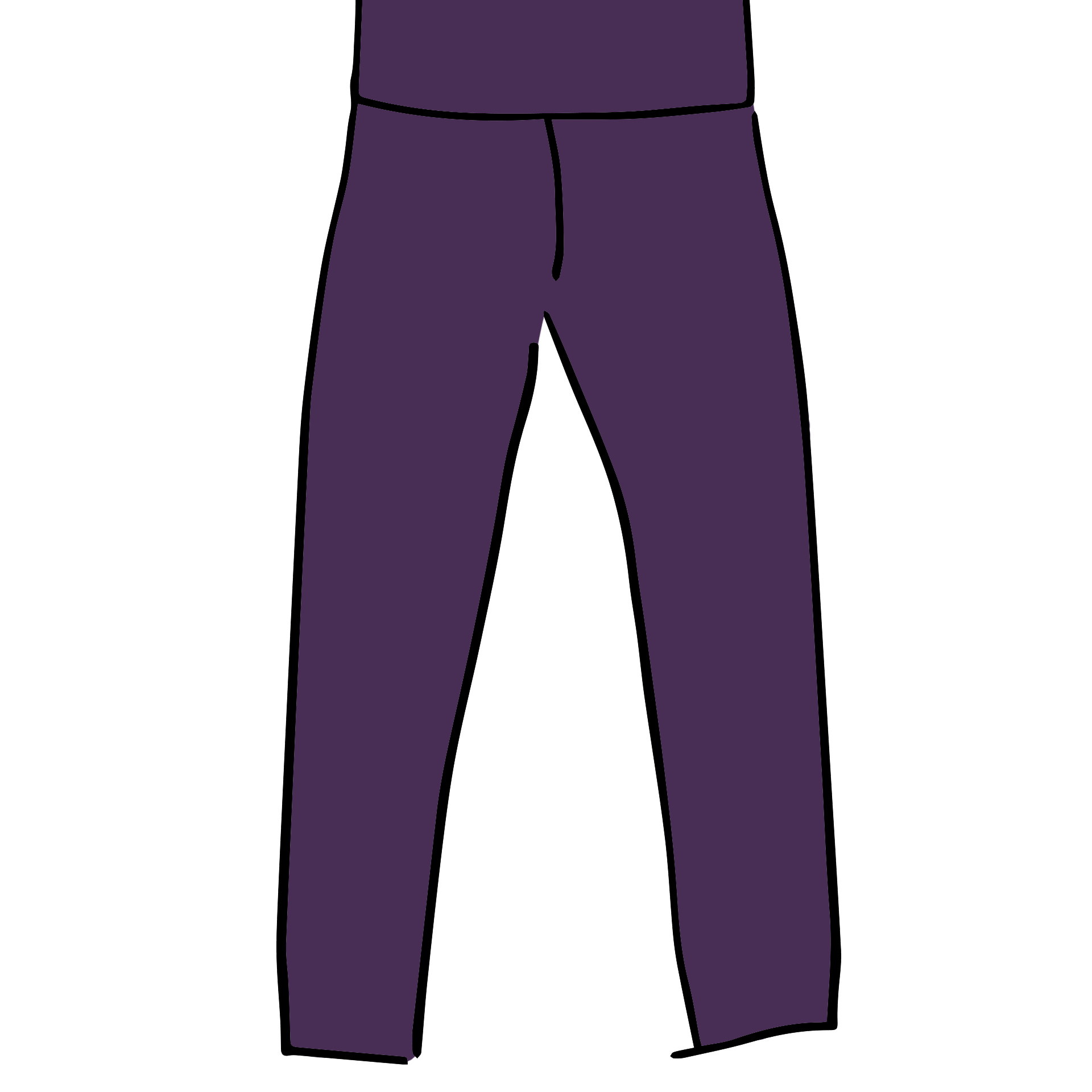 Drawing of Thunderpants Ankle Length Leggings in Amethyst color. 