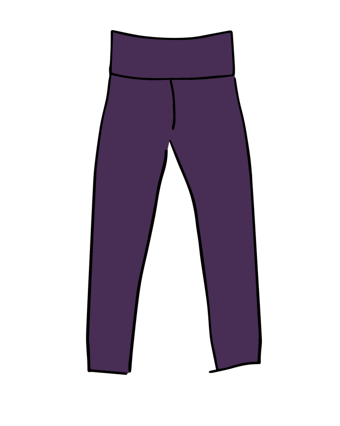 Drawing of Thunderpants Ankle Length Leggings in Amethyst color. 