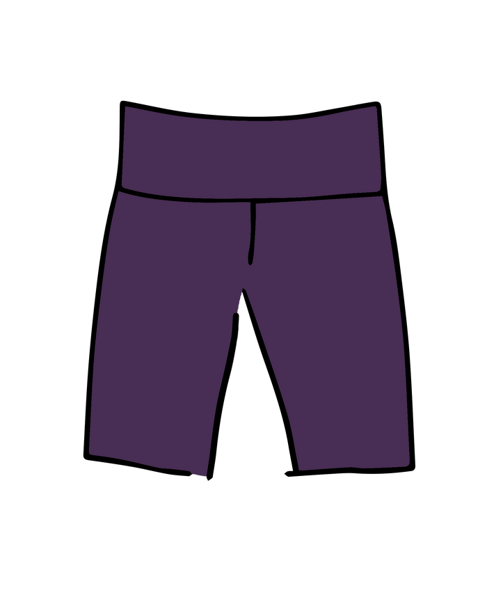 Drawing of Thunderpants Bike Shorts in Amethyst color.