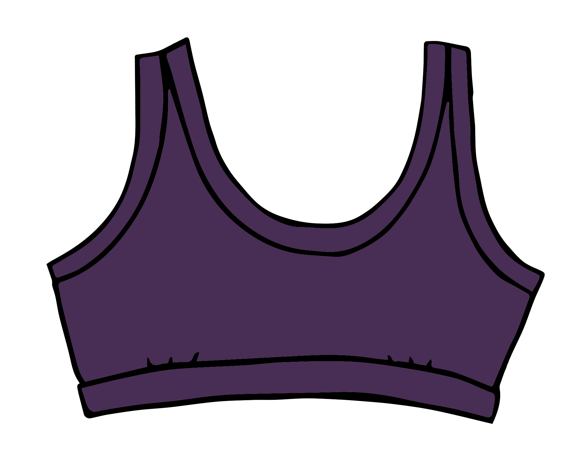 Drawing of Thunderpants Bralette in Amethyst color.