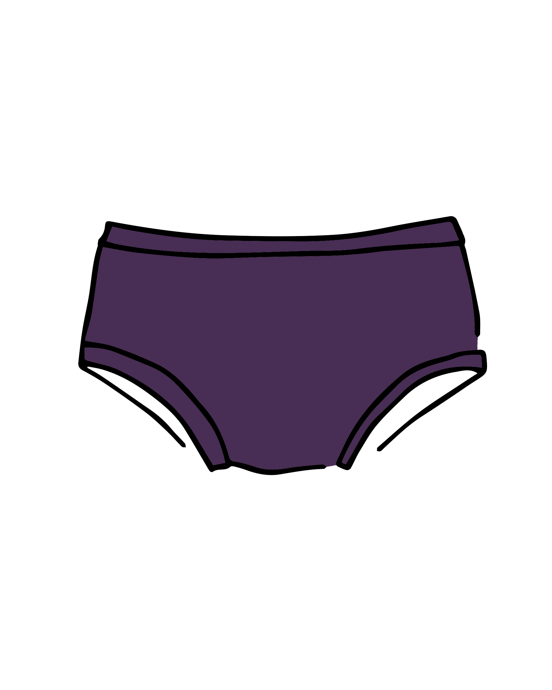 Drawing of Thunderpants Kids underwear in Amethyst color.