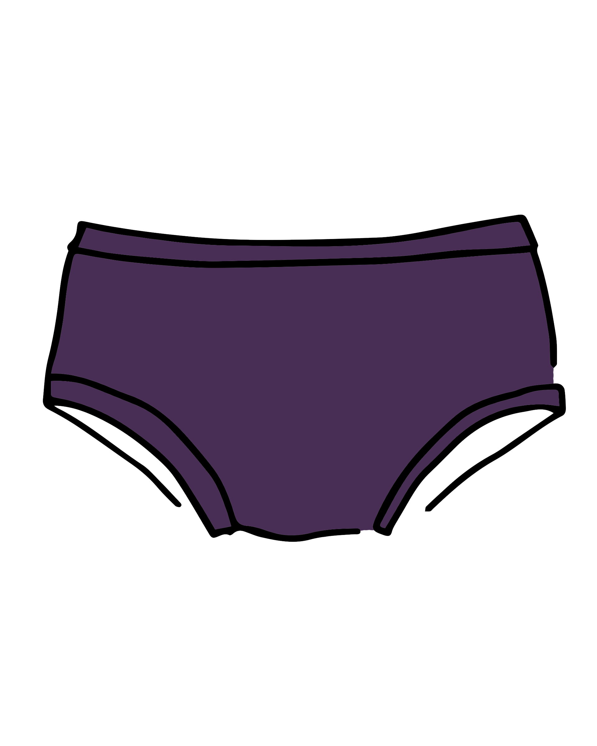 Drawing of Thunderpants Hipster style underwear in Amethyst color.