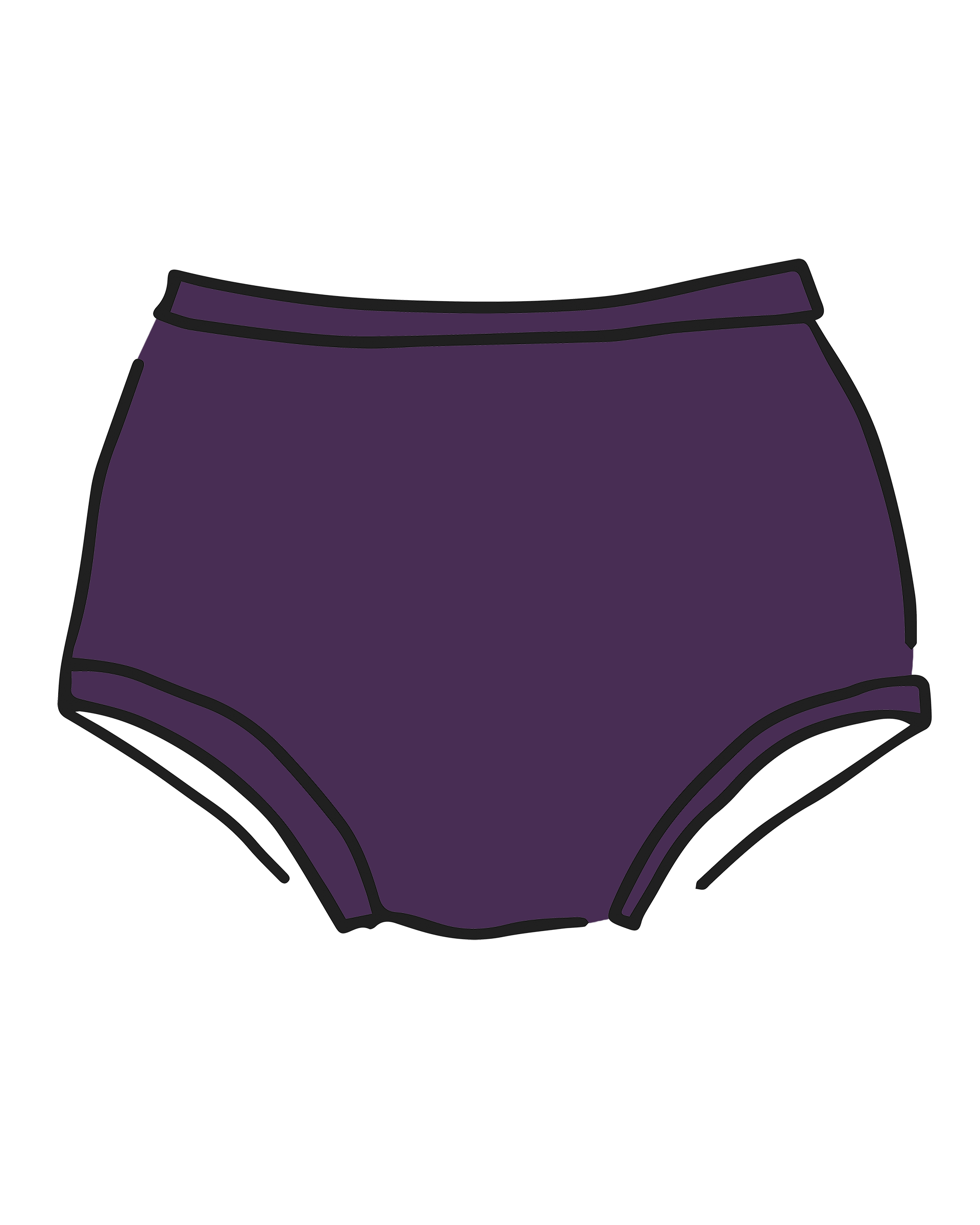 Drawing of Thunderpants Original style underwear in Amethyst color.