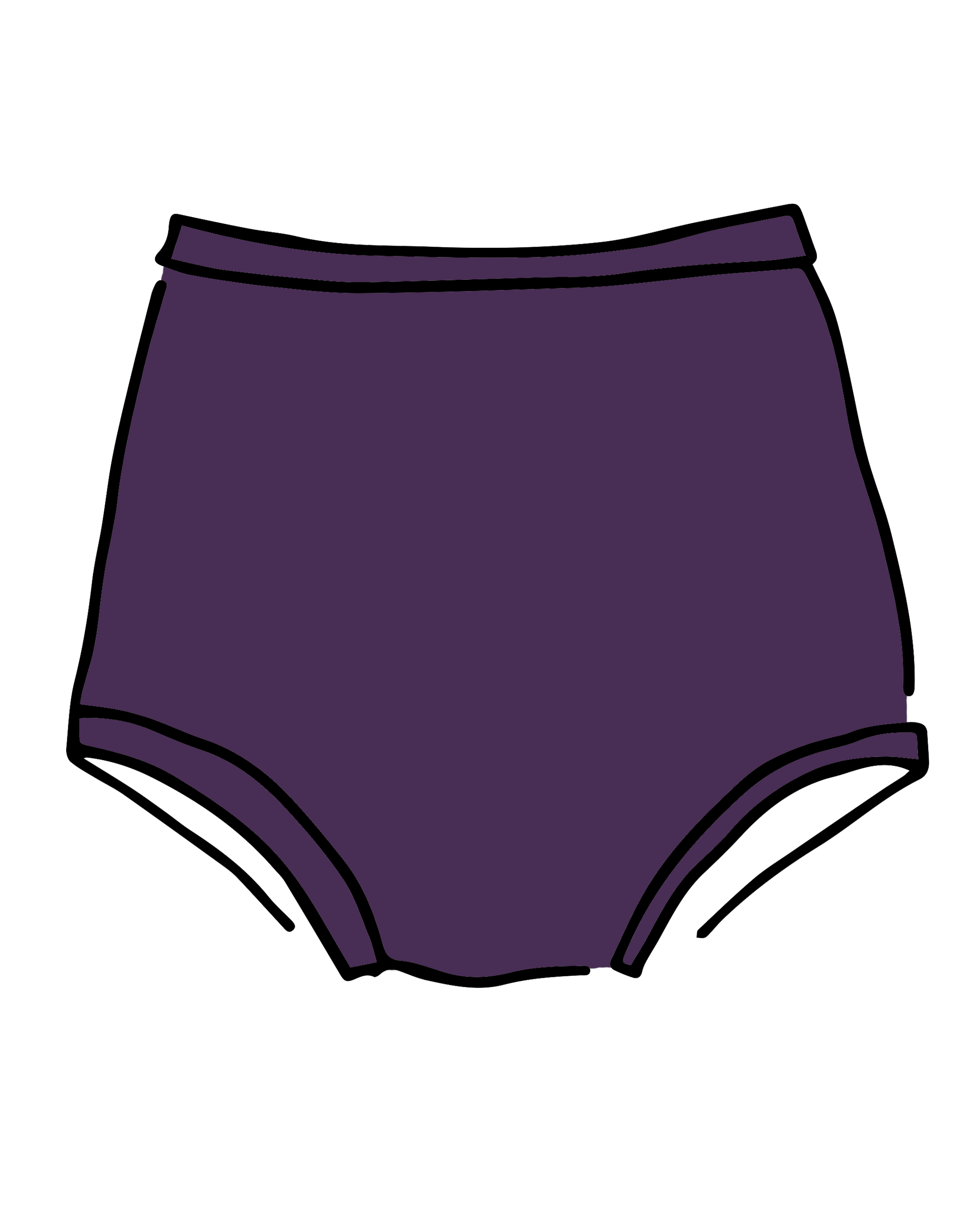 Drawing of Thunderpants Sky Rise style underwear in Amethyst color.