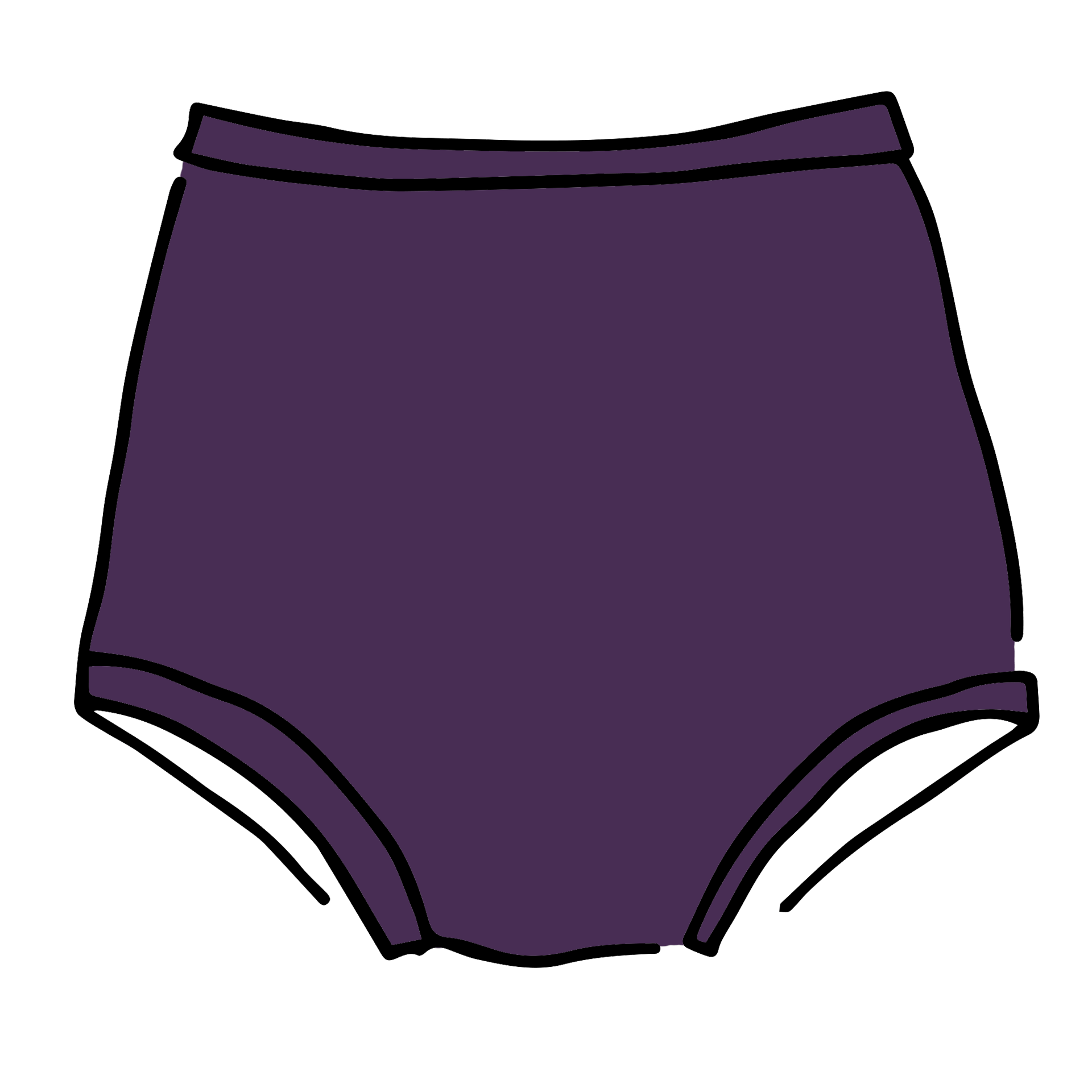 Drawing of Thunderpants Sky Rise style underwear in Amethyst color.