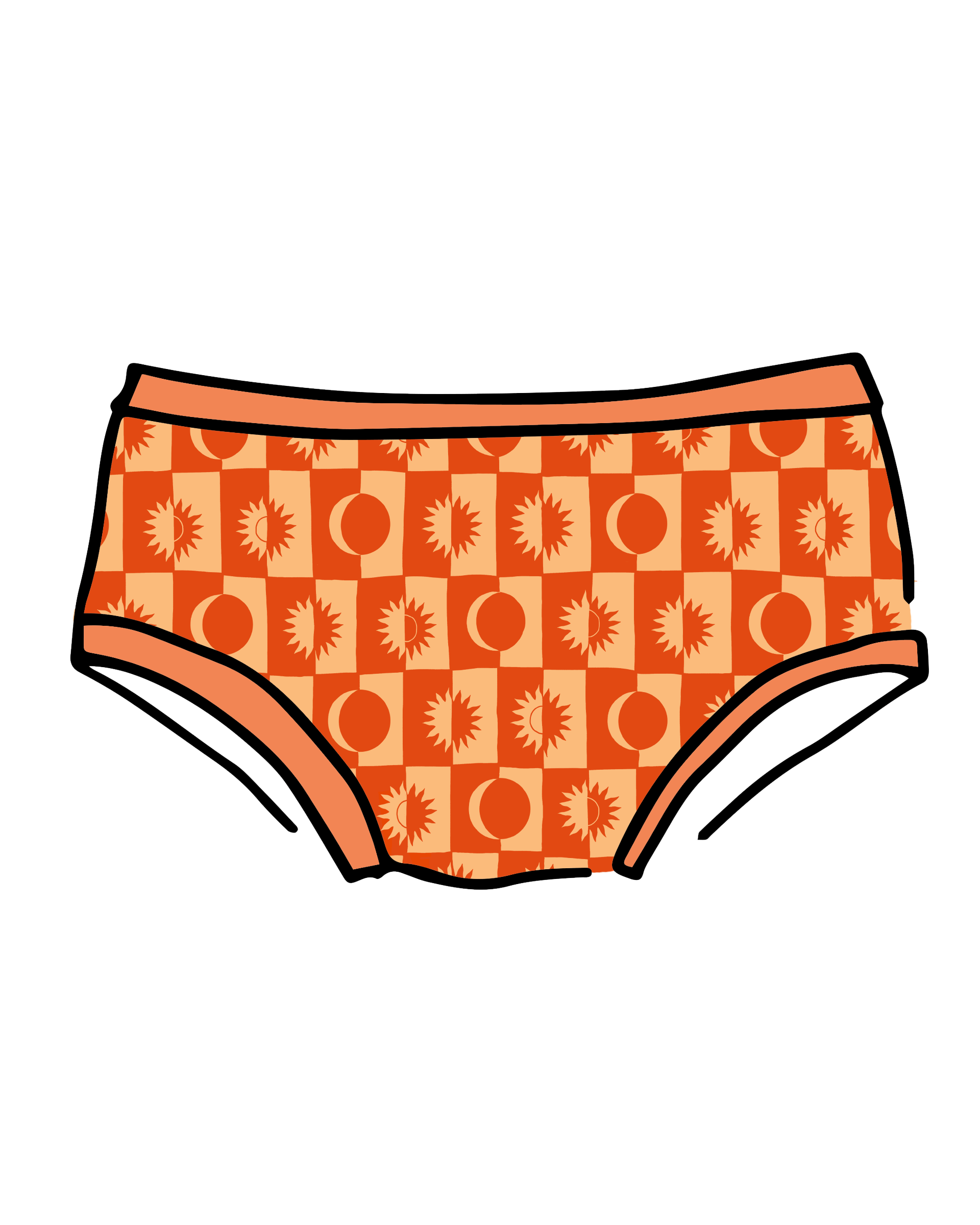 Drawing of Thunderpants Hipster style underwear in Autumn Equinox print.