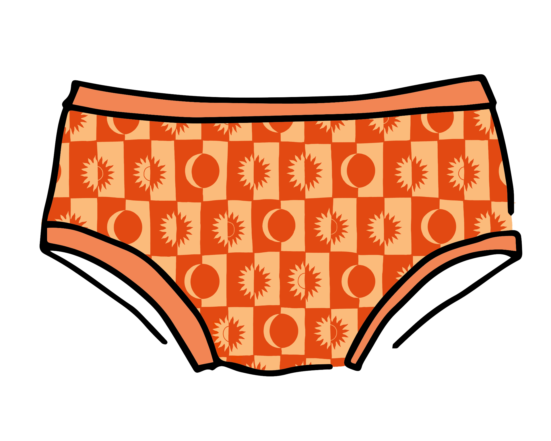 Drawing of Thunderpants Hipster style underwear in Autumn Equinox print.