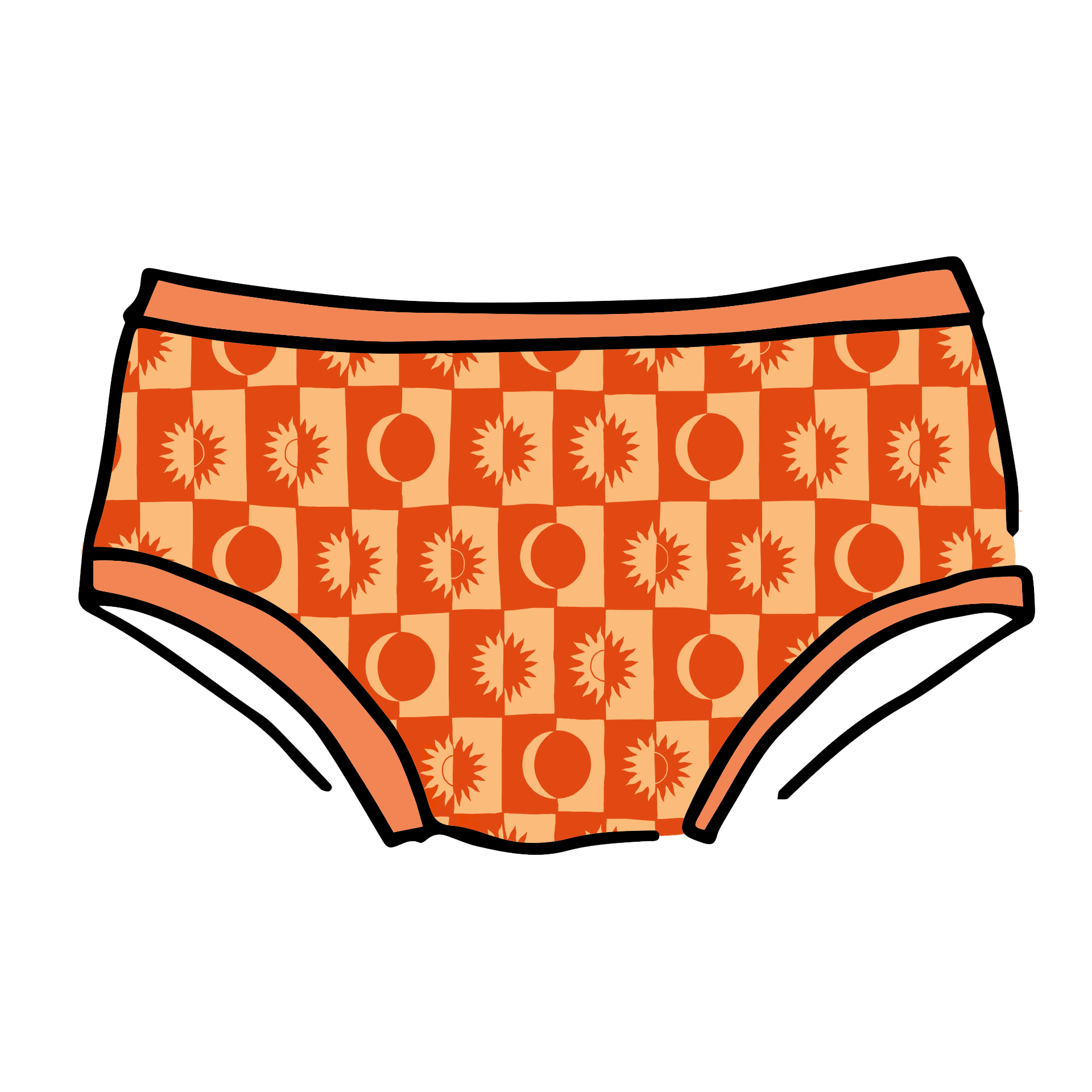 Drawing of Thunderpants Hipster style underwear in Autumn Equinox print.