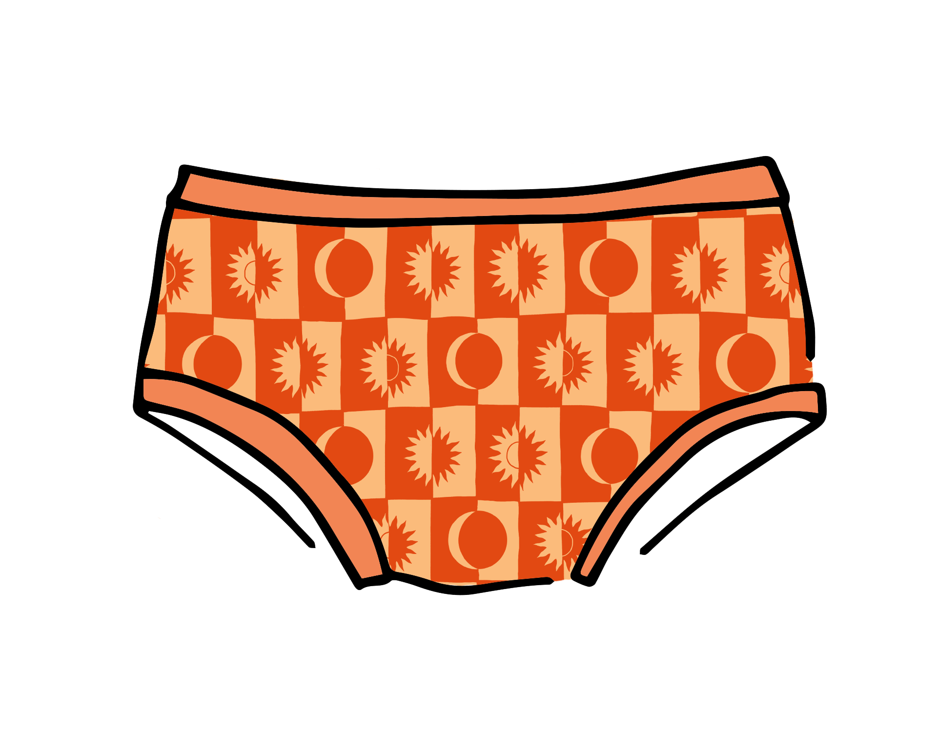 Drawing of Thunderpants Kids underwear in Autumn Equinox print.