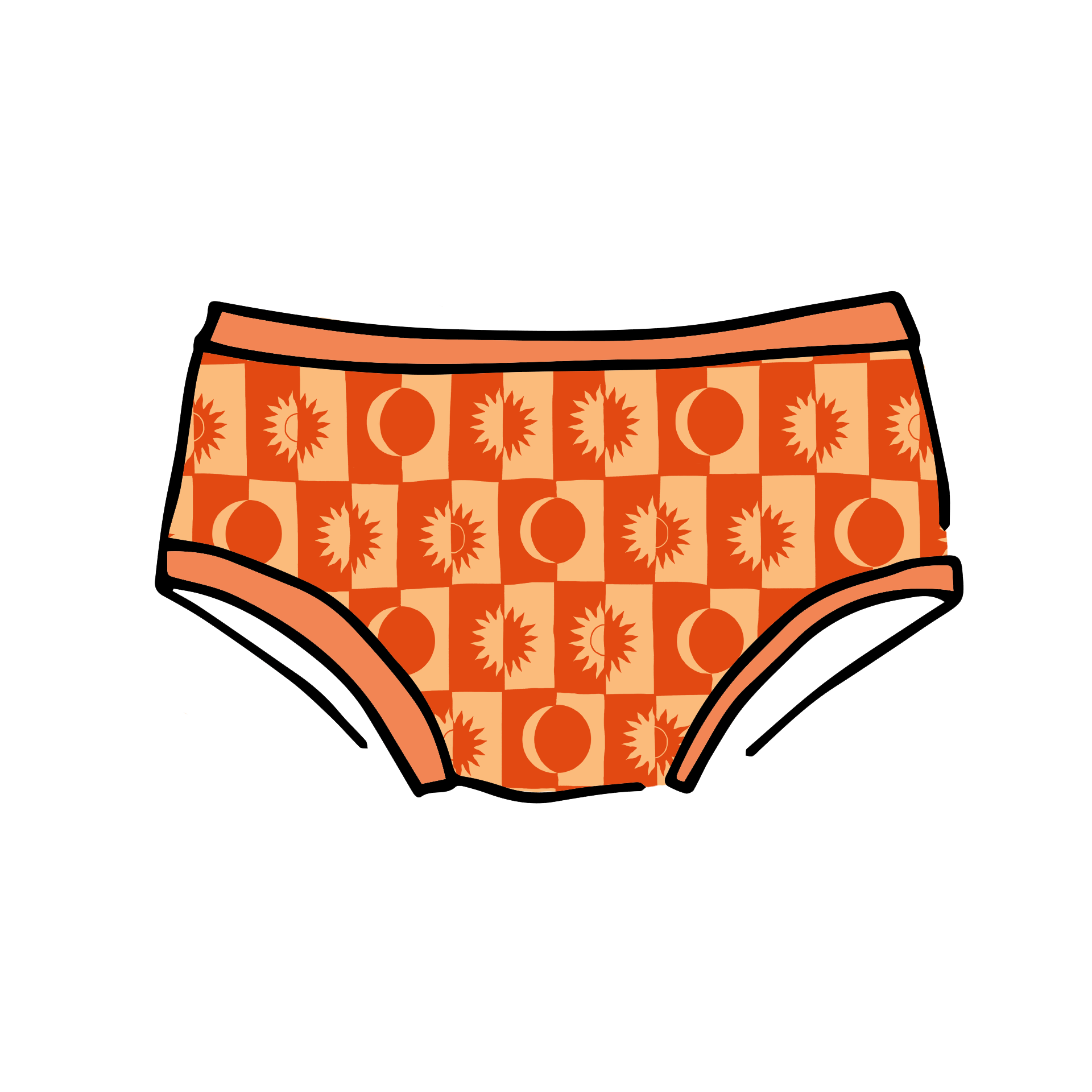 Drawing of Thunderpants Kids underwear in Autumn Equinox print.