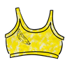 Drawing of Thunderpants Longline Bra in Banana Pitch - yellow with one black banana print.