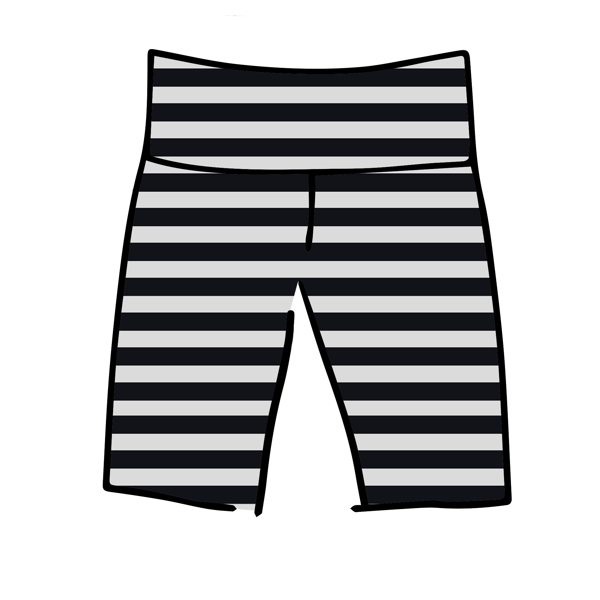 Drawing of Thunderpants Bike Shorts in Black and White Stripe.