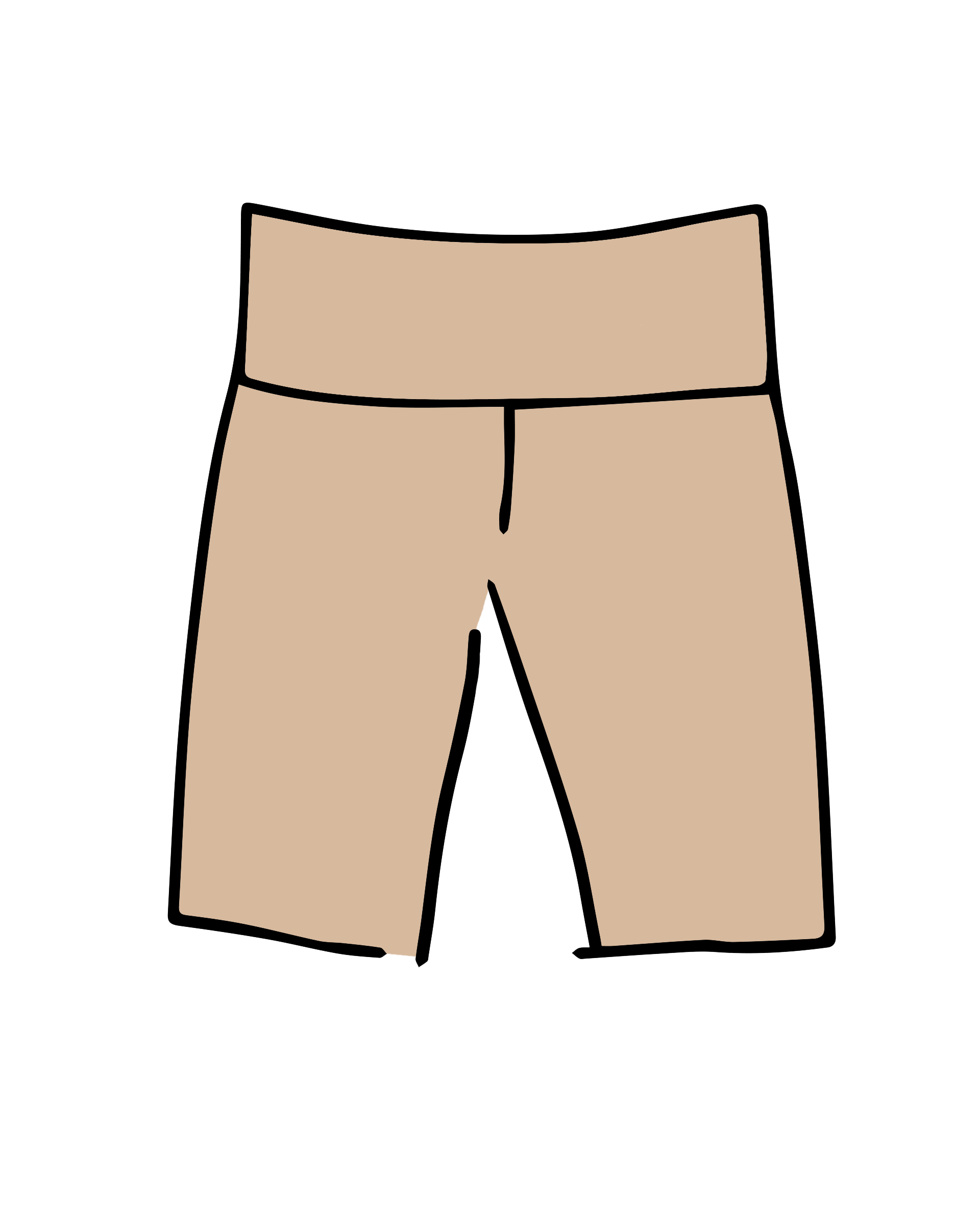 Drawing of Thunderpants Bike Shorts in Pine Nut color - a lighter tan.