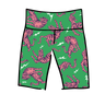 Drawing Thunderpants organic cotton Bike Shorts in Electric Tiger - green with pink and blue tigers and white lightning bolts.