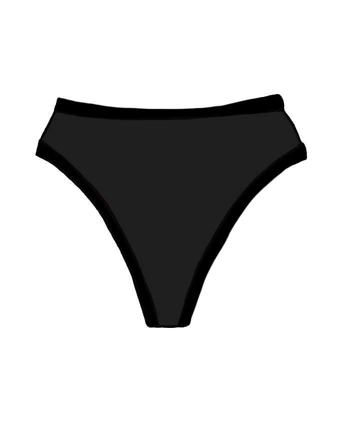 Drawing of Thunderpants Organic Cotton Thong style underwear in Plain Black