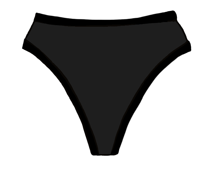 Drawing of Thunderpants Organic Cotton Thong style underwear in Plain Black