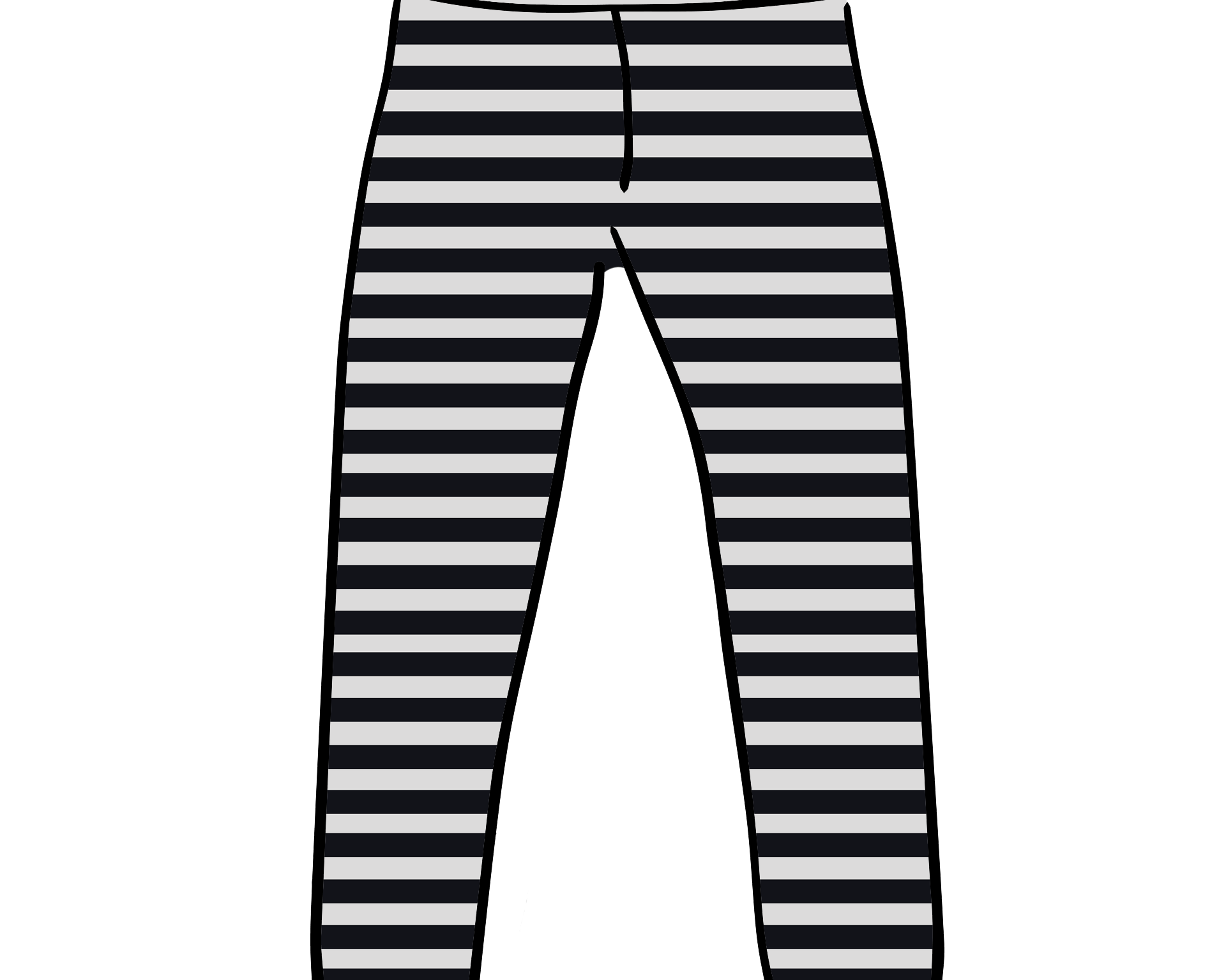 Drawing of Thunderpants Ankle Length Leggings in Black and White Stripe.