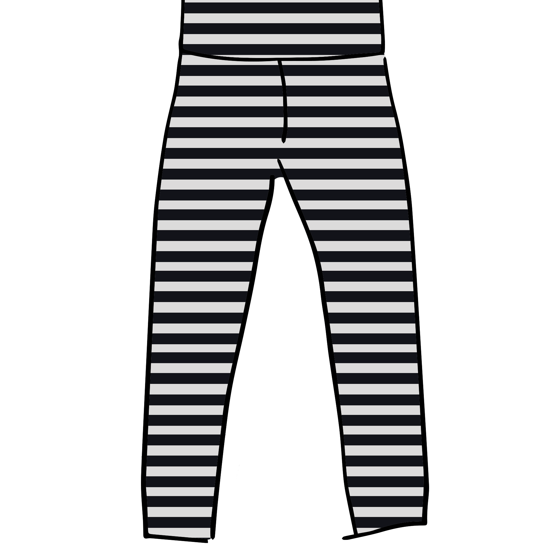 Drawing of Thunderpants Ankle Length Leggings in Black and White Stripe.