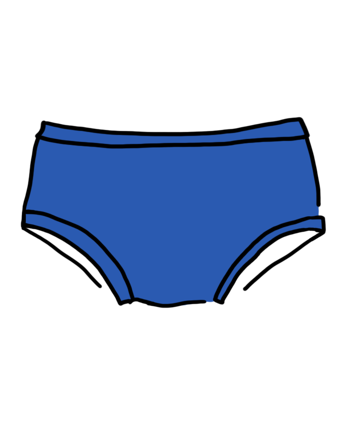 Drawing of Thunderpants Hipster style underwear in Blueberry Blue.
