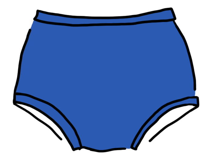 Drawing of Thunderpants Original style underwear in Blueberry Blue.