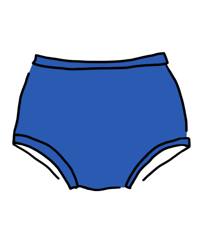 Drawing of Thunderpants Original style underwear in Blueberry Blue.