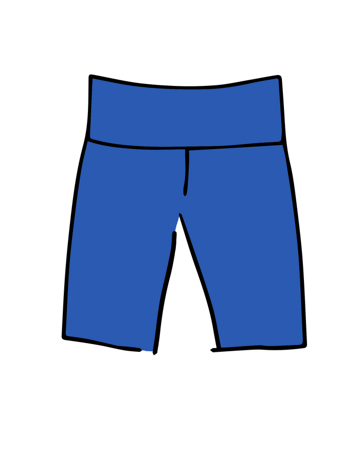 Drawing of Thunderpants Blueberry Blue Bike Shorts.