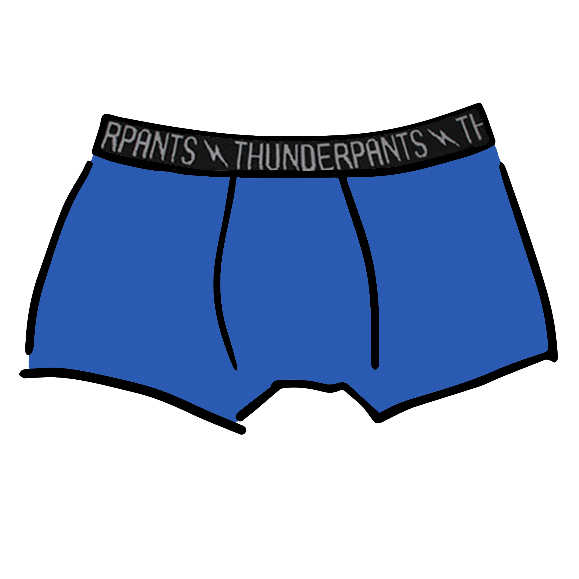 Drawing of Thunderpants Boxer Brief style underwear in Blueberry Blue.
