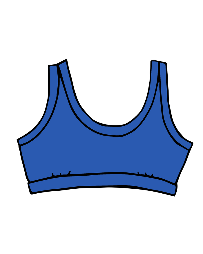 Drawing of Thunderpants Bralette in Blueberry Blue.