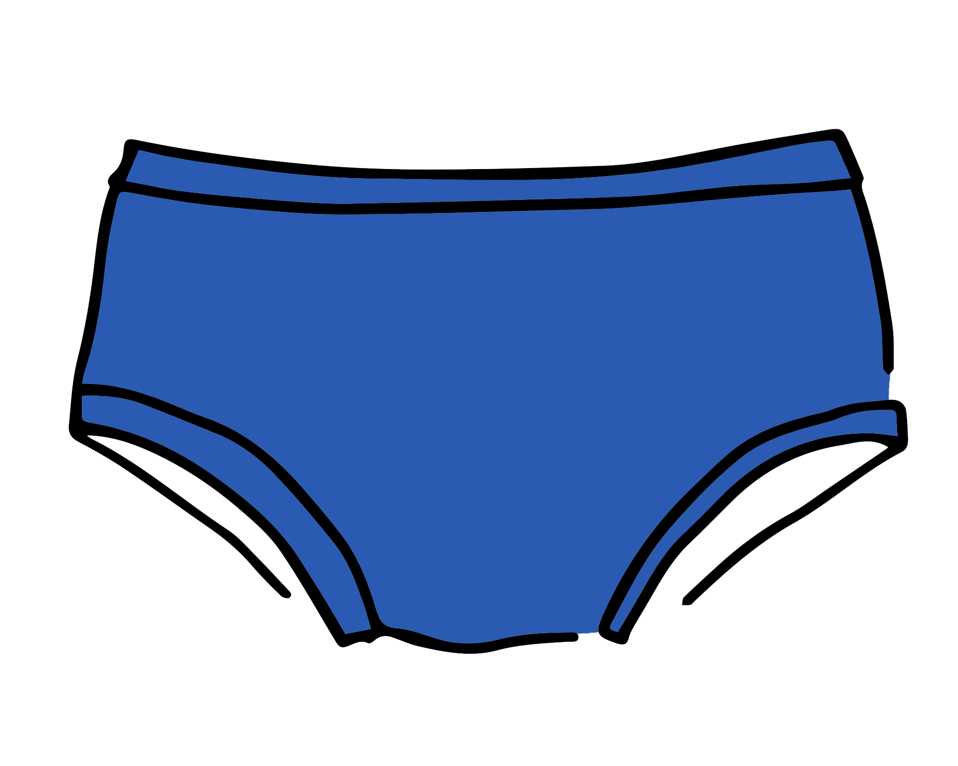 Drawing of Thunderpants Hipster style underwear in Blueberry Blue.