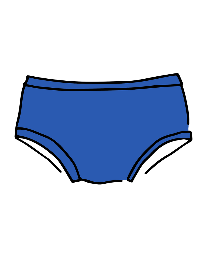 Drawing of Thunderpants Hipster style underwear in Blueberry Blue.