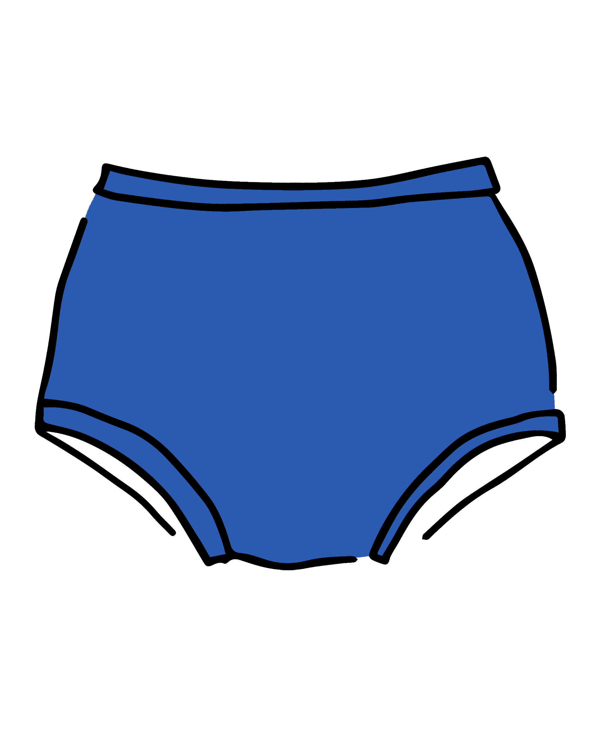 Drawing of Thunderpants Original style underwear in Blueberry Blue.