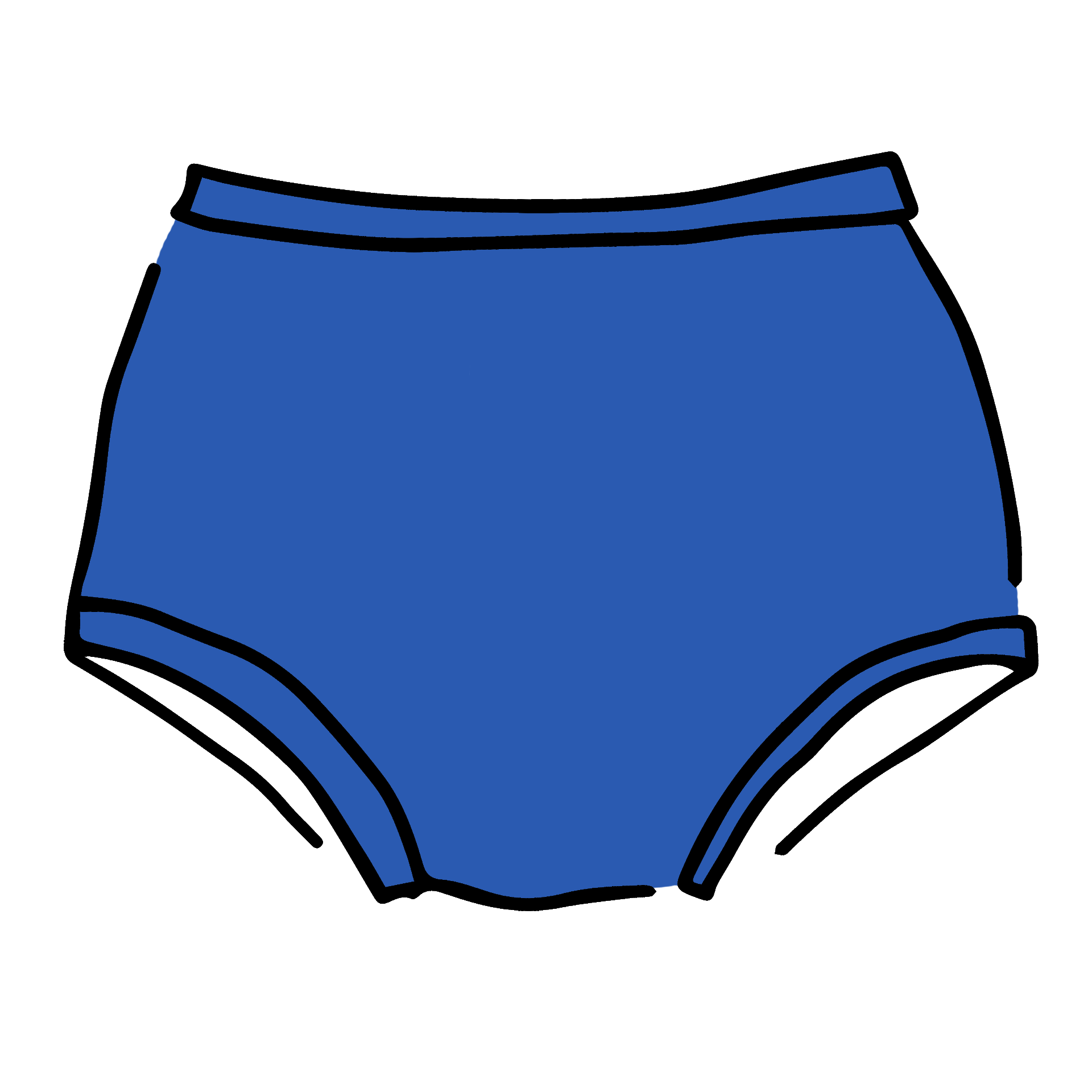 Drawing of Thunderpants Original style underwear in Blueberry Blue.