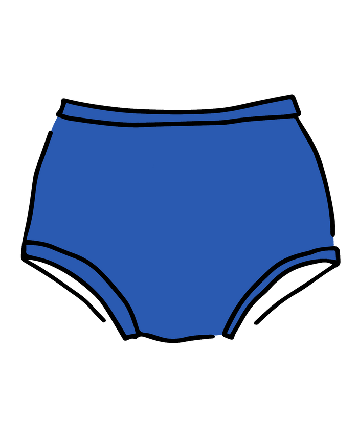 Drawing of Thunderpants Original style underwear in Blueberry Blue.