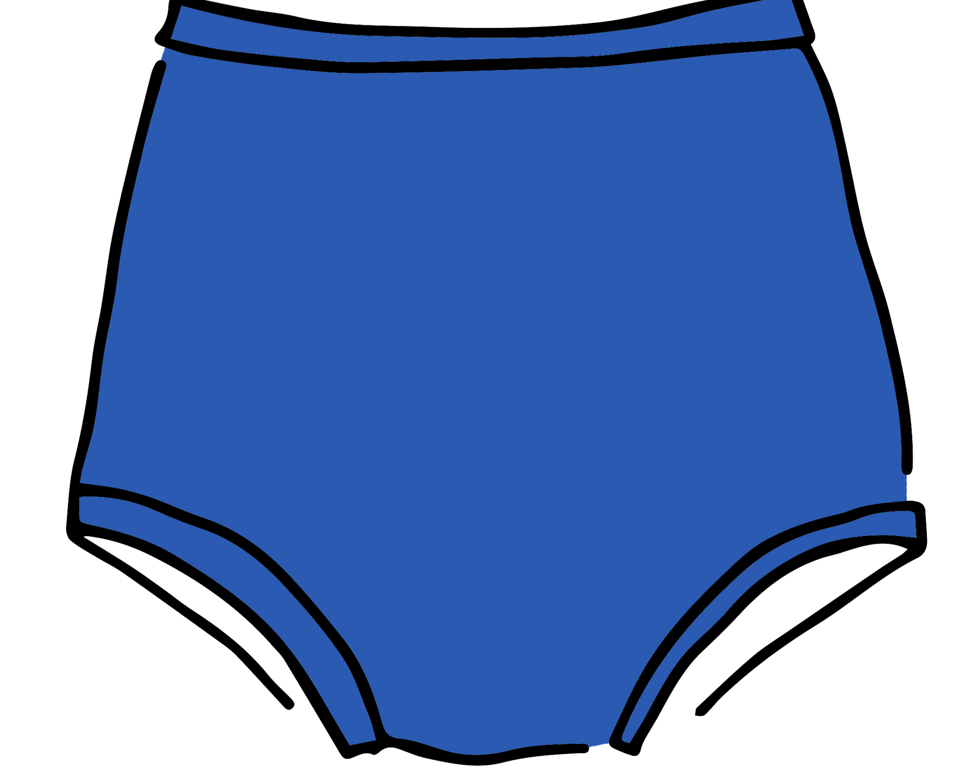 Drawing of Thunderpants Sky Rise style underwear in Blueberry Blue.