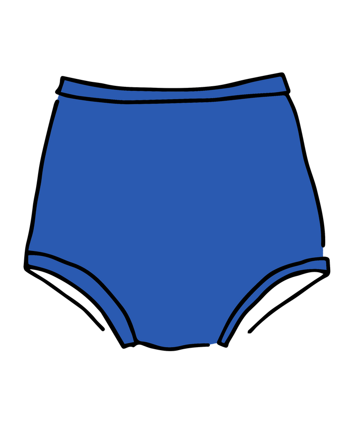 Drawing of Thunderpants Sky Rise style underwear in Blueberry Blue.