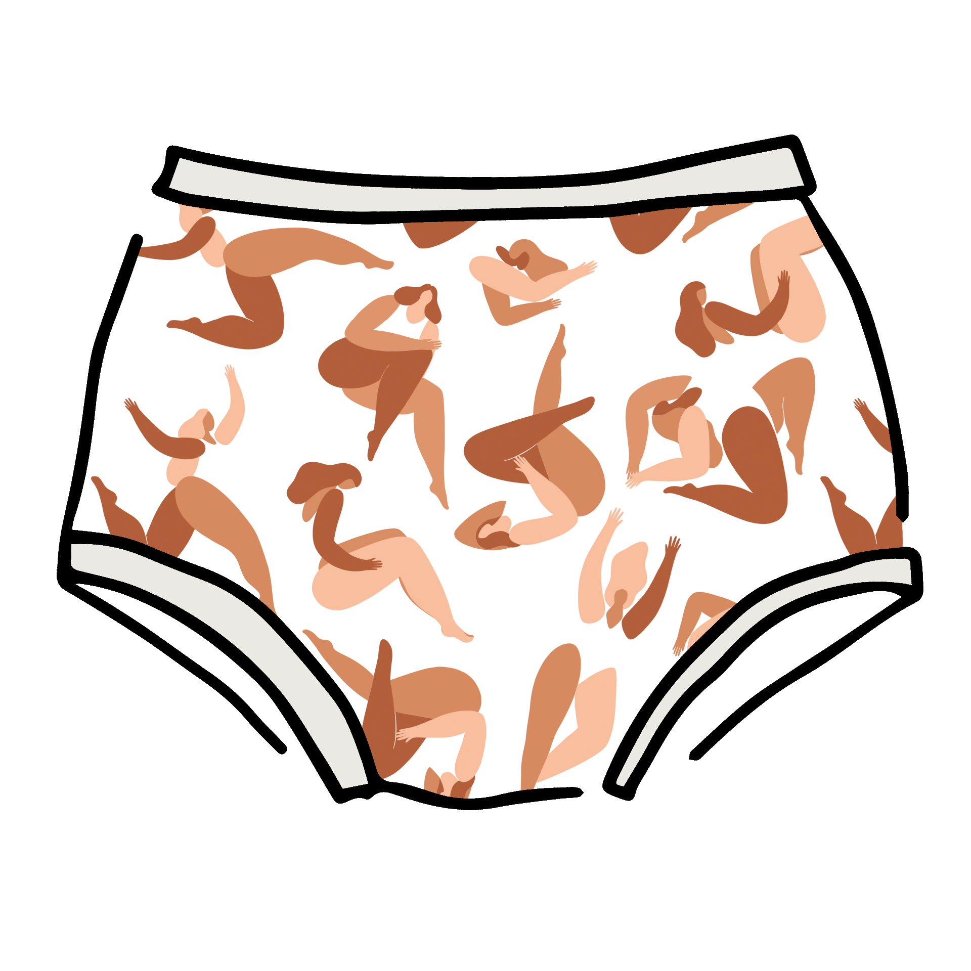 Drawing of Thunderpants Original style underwear in Bodies in Motion print.