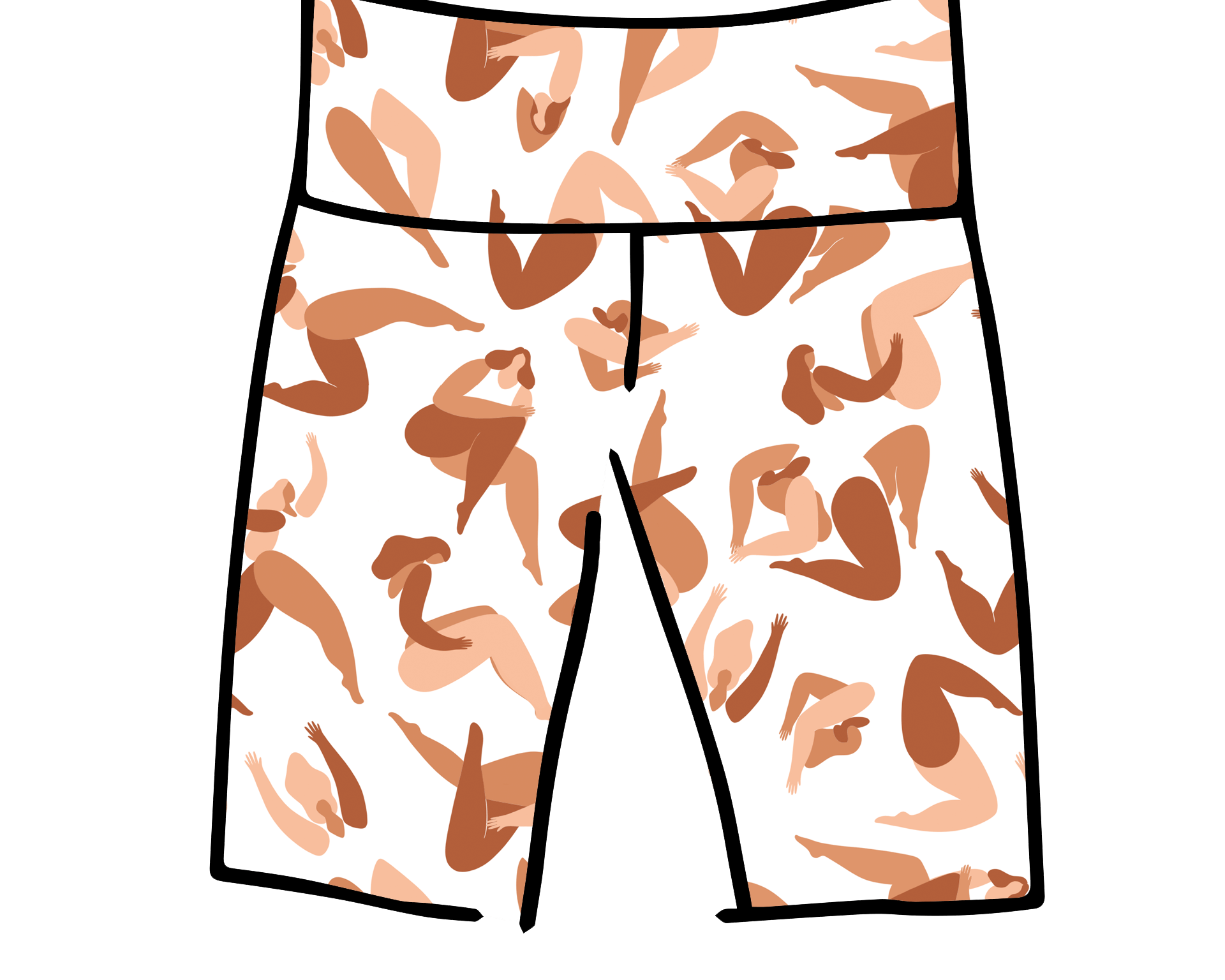 Drawing of Thunderpants Bike Shorts in Bodies in Motion print.