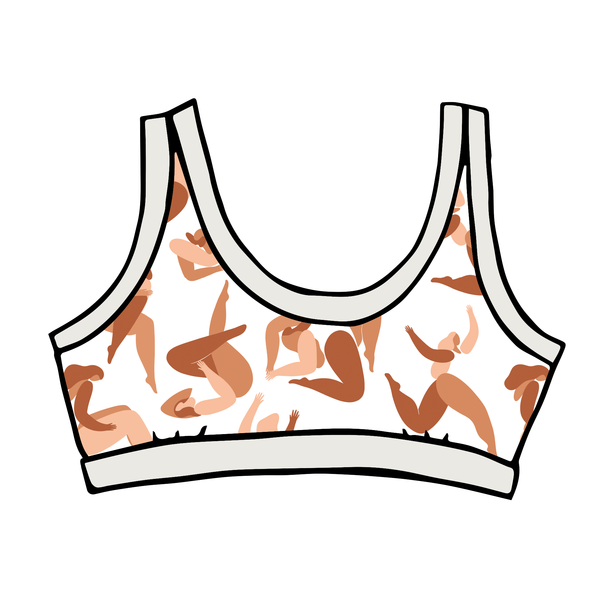 Drawing of Thunderpants Bralette in Bodies in Motion print.