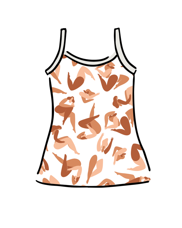 Drawing of Thunderpants Camisole in Bodies in Motion print.