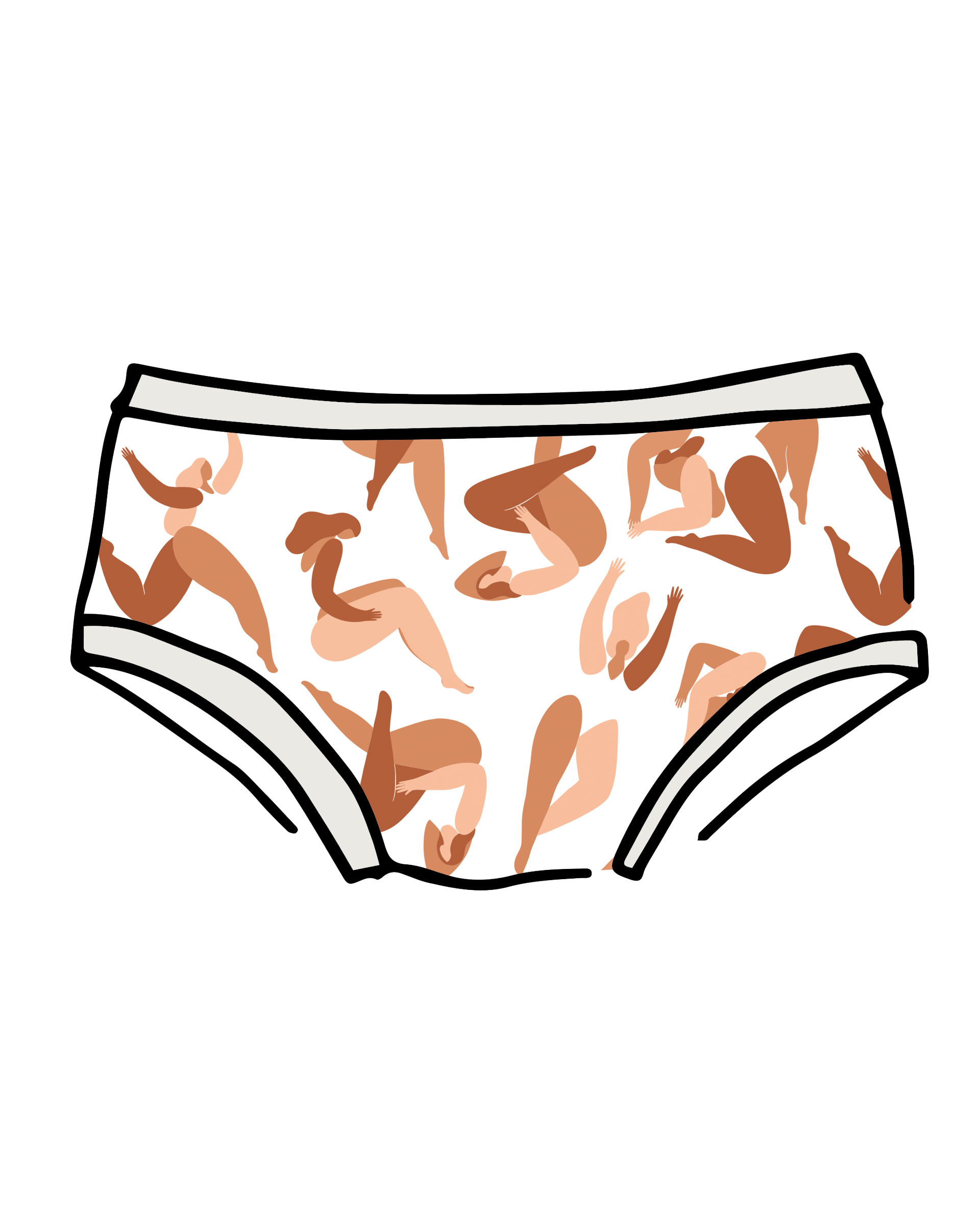 Drawing of Thunderpants Hipster style underwear in Bodies in Motion print.