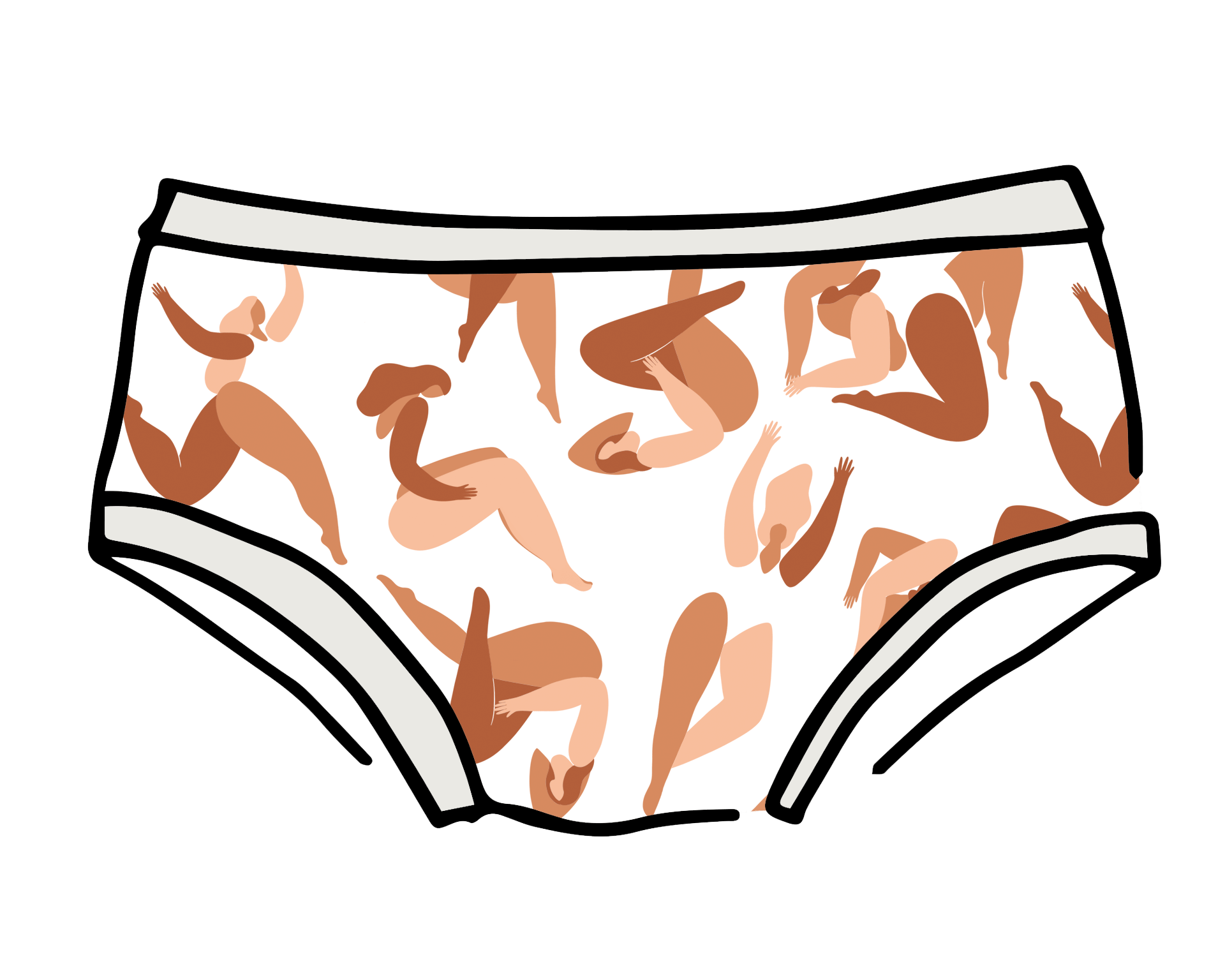 Drawing of Thunderpants Hipster style underwear in Bodies in Motion print.