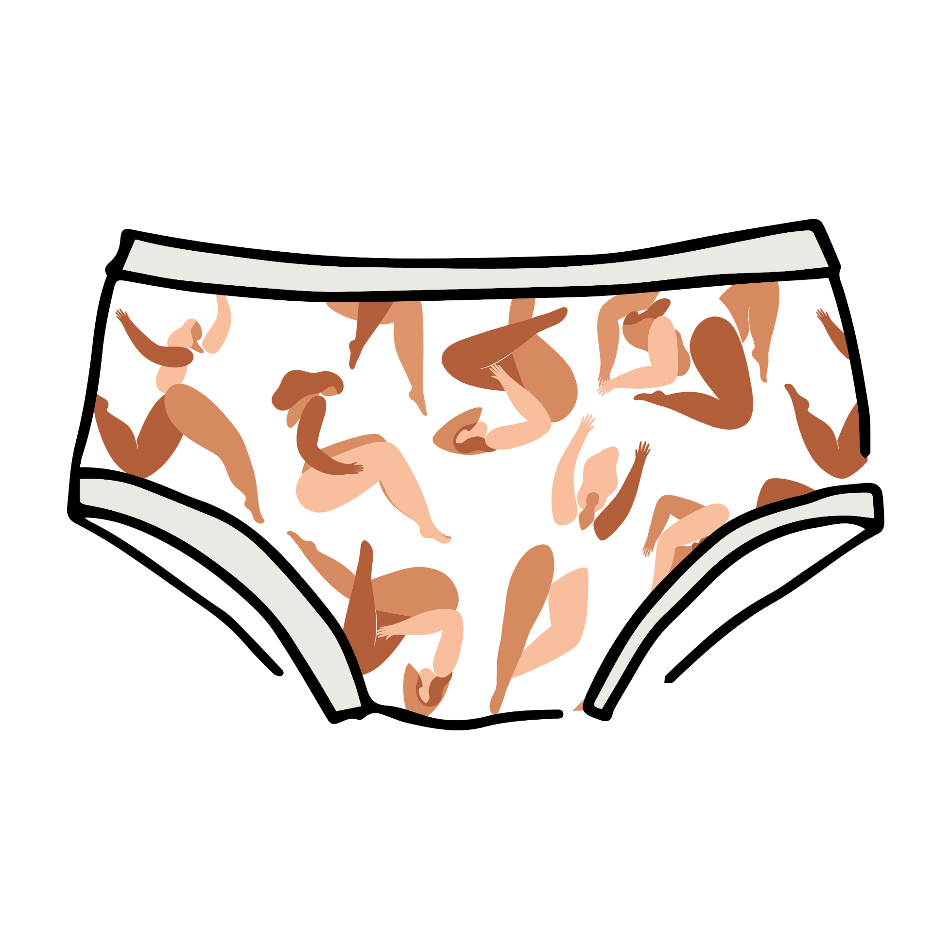 Drawing of Thunderpants Hipster style underwear in Bodies in Motion print.