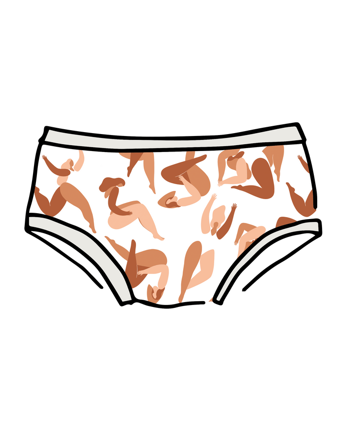 Drawing of Thunderpants Hipster style underwear in Bodies in Motion print.