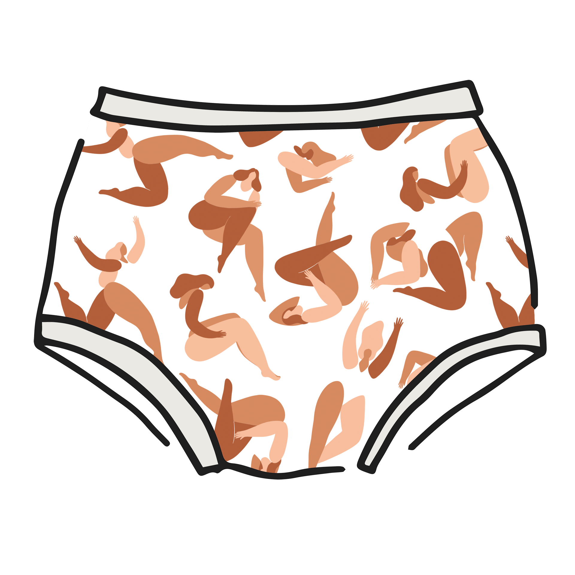 Drawing of Thunderpants Original style underwear in Bodies in Motion print.