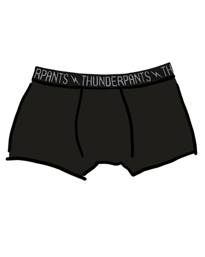 Drawing of Thunderpants Boxer Brief style in Plain Black.