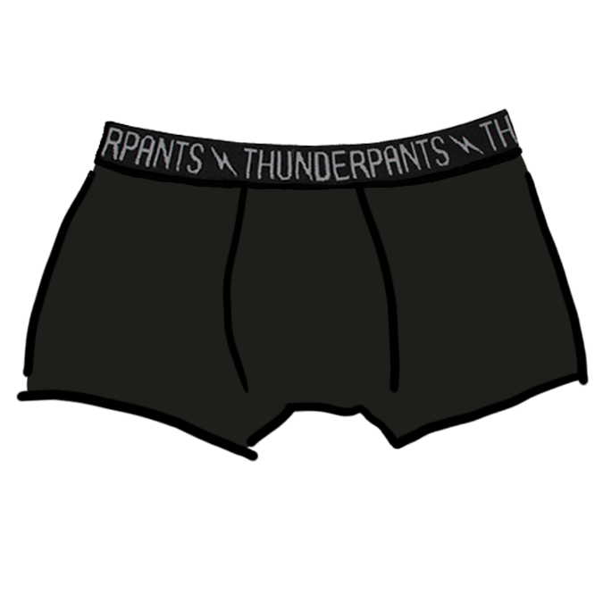 Drawing of Thunderpants Boxer Brief style in Plain Black.